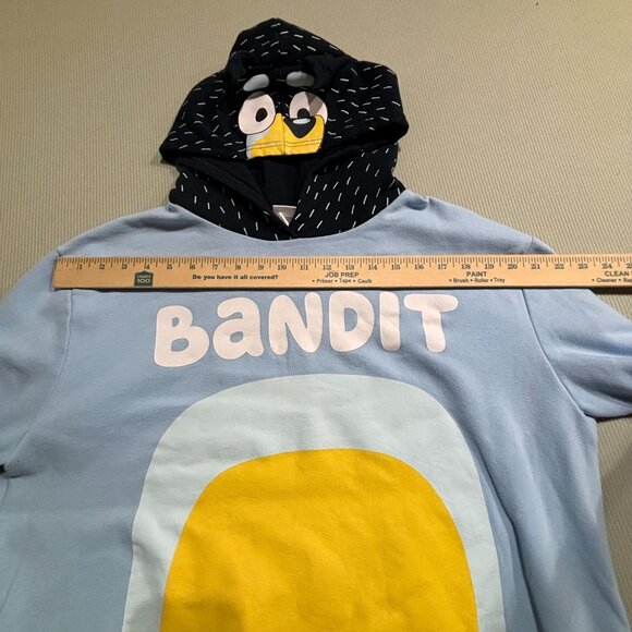 Bandit Light Blue Hoodie with Yellow Arch & Fun Character Hood Size L Unisex - Picture 8 of 9